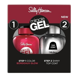 image:imageSally Hansen Miracle Gel Bordeaux Glow and Shiny Top Coat Duo Long Lasting GelLike Formula No UV Lamp Needed Nail Polish Duo555 Bordeaux Glow  101 Shiny Top Coat