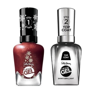image:imageSally Hansen Miracle Gel Holiday Duo Quick Dry Long Lasting Opaque Shimmery Duo Pack Nail Polishes920 Holiday Romance  101 Shiny Top Coat