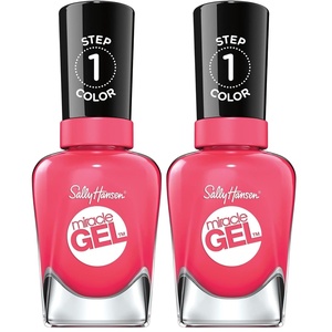 image:imageSally Hansen Miracle Gel Salon Quality Nail Polish  GelLike Formula TwoStep System No UV Light Needed Long Lasting  SemiOpaque Shimmer  909 All is Bright  White with Pink ShimmerElectric Pop
