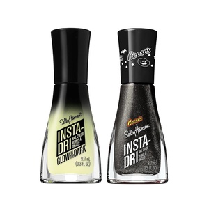 image:imageSally Hansen InstaDri Reeses Nail Polish  Quick Dry Long Lasting StreakFree Shine  SemiOpaque Shimmery  733 FaBooLous  741 ReeseS PbampC  Glow in the Dark Green and Black Nail Color Duo