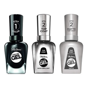 image:imageSally Hansen Miracle Gel Nail Polish Shade Onyxpected 849 with Shiny Top Coat and Matte Top Coat Trio