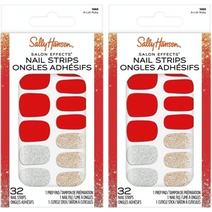 image:imageSally Hansen Salon Effects Nail Strips  No UV Light Needed No Dry Time LongLasting NonDamaging  32 Nail Strips 1 Cuticle Stick Nail File Prep Pad  AList Ruby32 Count Pack of 2