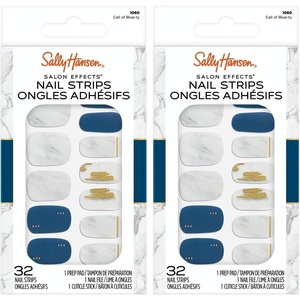 image:imageSally Hansen Salon Effects Nail Strips  No UV Light Needed No Dry Time LongLasting NonDamaging  32 Nail Strips 1 Cuticle Stick Nail File Prep Pad  Call of Bluety32 Count Pack of 2