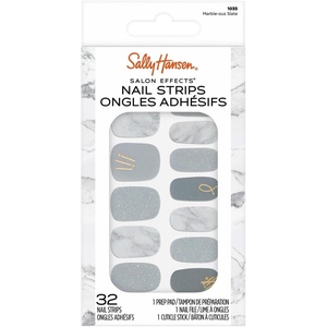 image:imageSally Hansen Salon Effects Nail Strips  No UV Light Needed No Dry Time LongLasting NonDamaging  32 Nail Strips 1 Cuticle Stick Nail File Prep Pad  MarbleOUS Slate