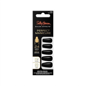 image:imageSally Hansen Salon Effects Perfect Manicure Onyxpected Press On Nails Coffin Shaped NonDamaging Adhesive Tabs File and Alcohol Pad Included
