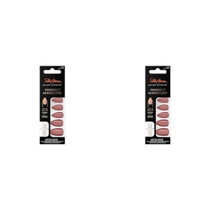 image:imageSally Hansen Salon Effects Perfect Manicure Rose amp Shine Press On Nails Almond Shaped NonDamaging Adhesive Tabs File and Alcohol Pad Included1 Count Pack of 2