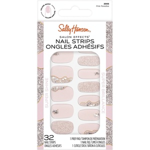 image:imageSally Hansen Salon Effects Nail Strips  No UV Light Needed No Dry Time LongLasting NonDamaging  32 Nail Strips 1 Cuticle Stick Nail File Prep Pad  Pink Paradise32 Count Pack of 1