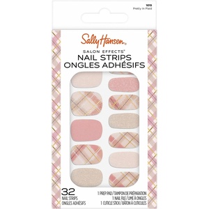 image:imageSally Hansen Salon Effects Nail Strips  No UV Light Needed No Dry Time LongLasting NonDamaging  32 Nail Strips 1 Cuticle Stick Nail File Prep Pad  Pretty in Plaid32 Count Pack of 1